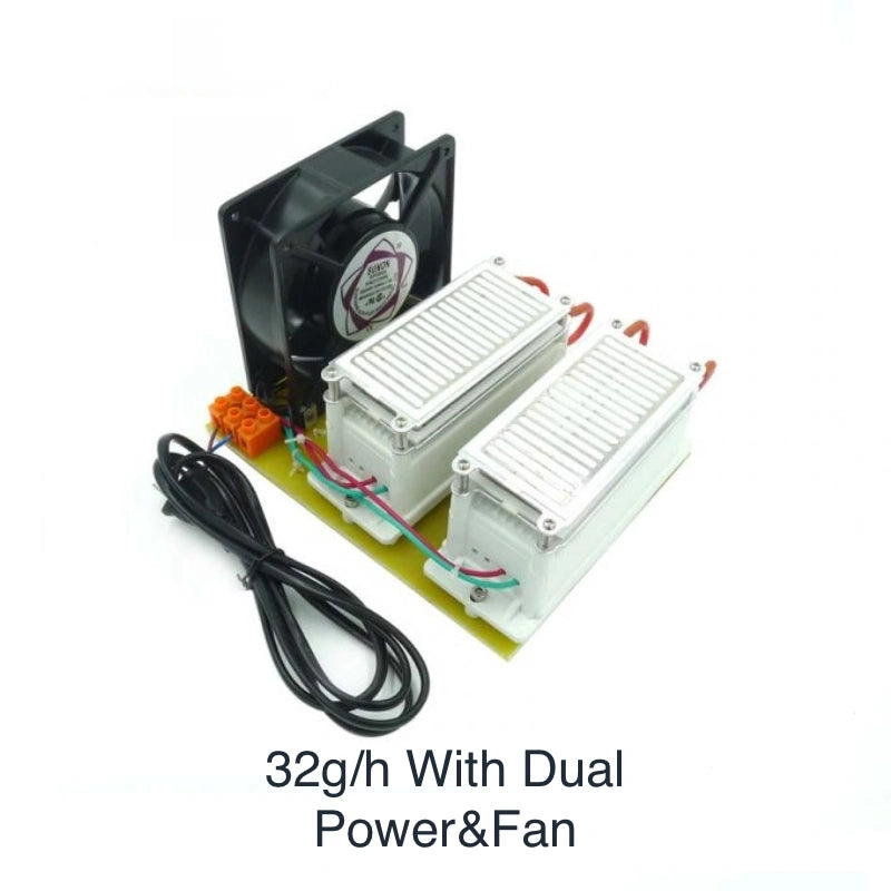 All-in-One 8/32g/h DIY Stainless Steel Ozone Plates Moisture-Proof Ozone Generator with Ozone Power Supply Power Cord and Fan