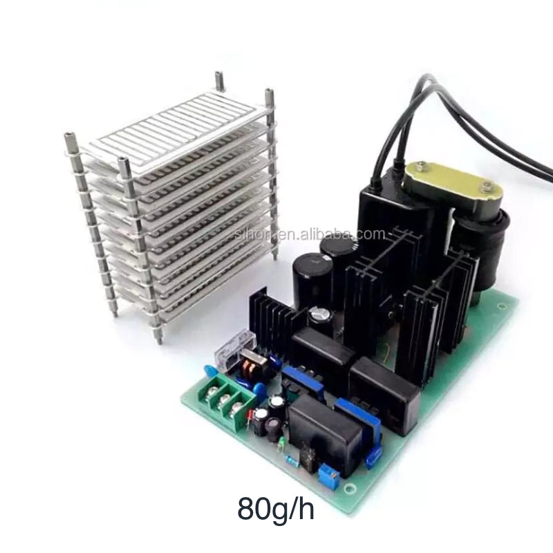 Placas de acero inoxidable Corona de doble cara sin soldadura de 40-80 g/h + Kit de generador de ozono con unidad de potencia PCB ajustable