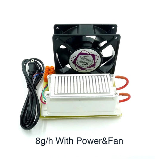 All-in-One 8/32g/h DIY Stainless Steel Ozone Plates Moisture-Proof Ozone Generator with Ozone Power Supply Power Cord and Fan