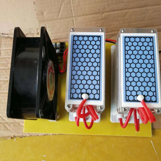 All-in-One 30g/h DIY Ceramic Ozone Plates Moisture-Proof Ozone Generator with Ozone Power Supply Power Cord and Fan