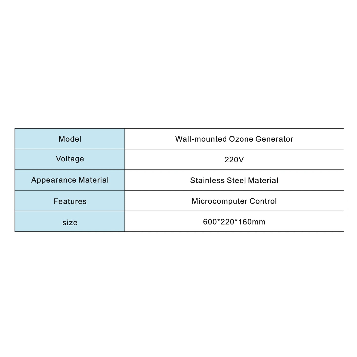 Wall-Mounted Air Conditioner Style Ozone Generator Machine for Space Disinfection