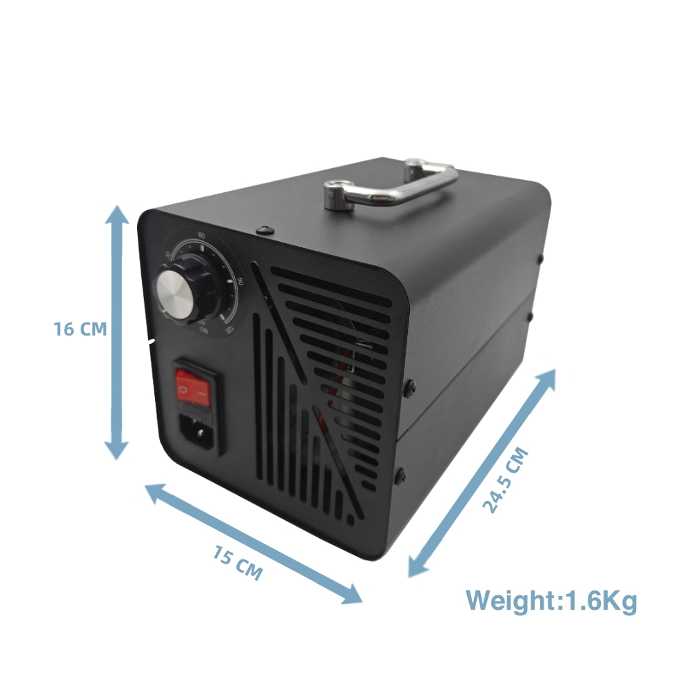 Household Ozone Generator 5/10g/h - Black Compact Model with Smart Timer Function
