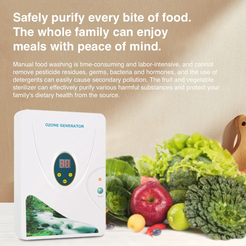 Multifunctional Fruit & Vegetable Cleaner – Ozone Food Purifier for Meat, Seafood, Bacteria Removal & Pesticide Detox