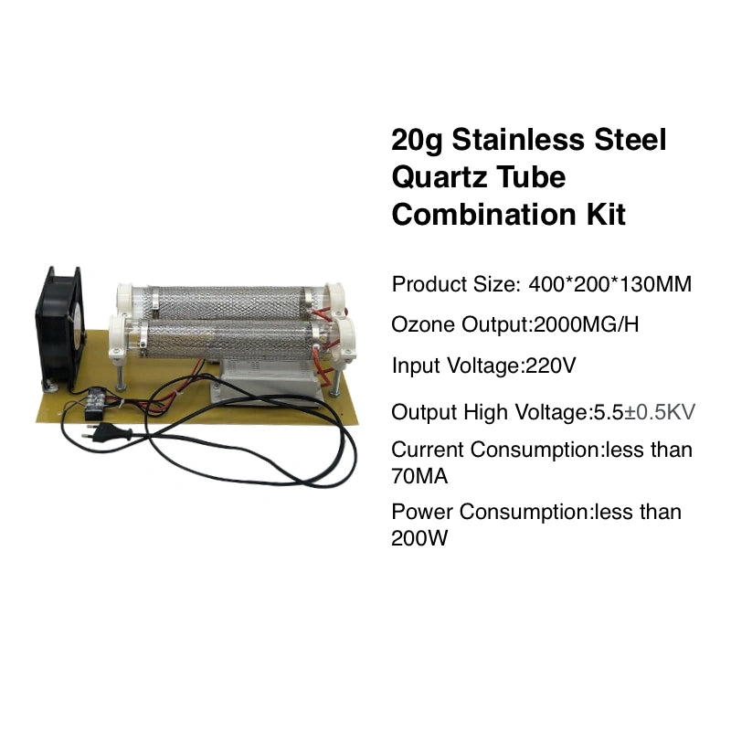 7/10/15/20/40g/h Quartz Tube Stainless Steel Mesh Ozone Generator