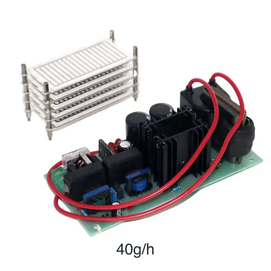 Placas de acero inoxidable Corona de doble cara sin soldadura de 40-80 g/h + Kit de generador de ozono con unidad de potencia PCB ajustable 