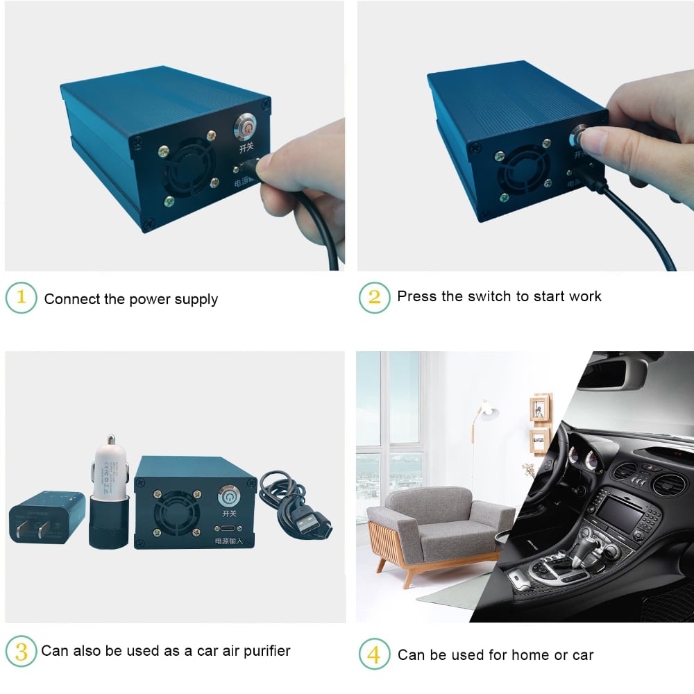DC 12V 500mg/h Mini Ozone Air Purifier for Car and Shoe Cabinet
