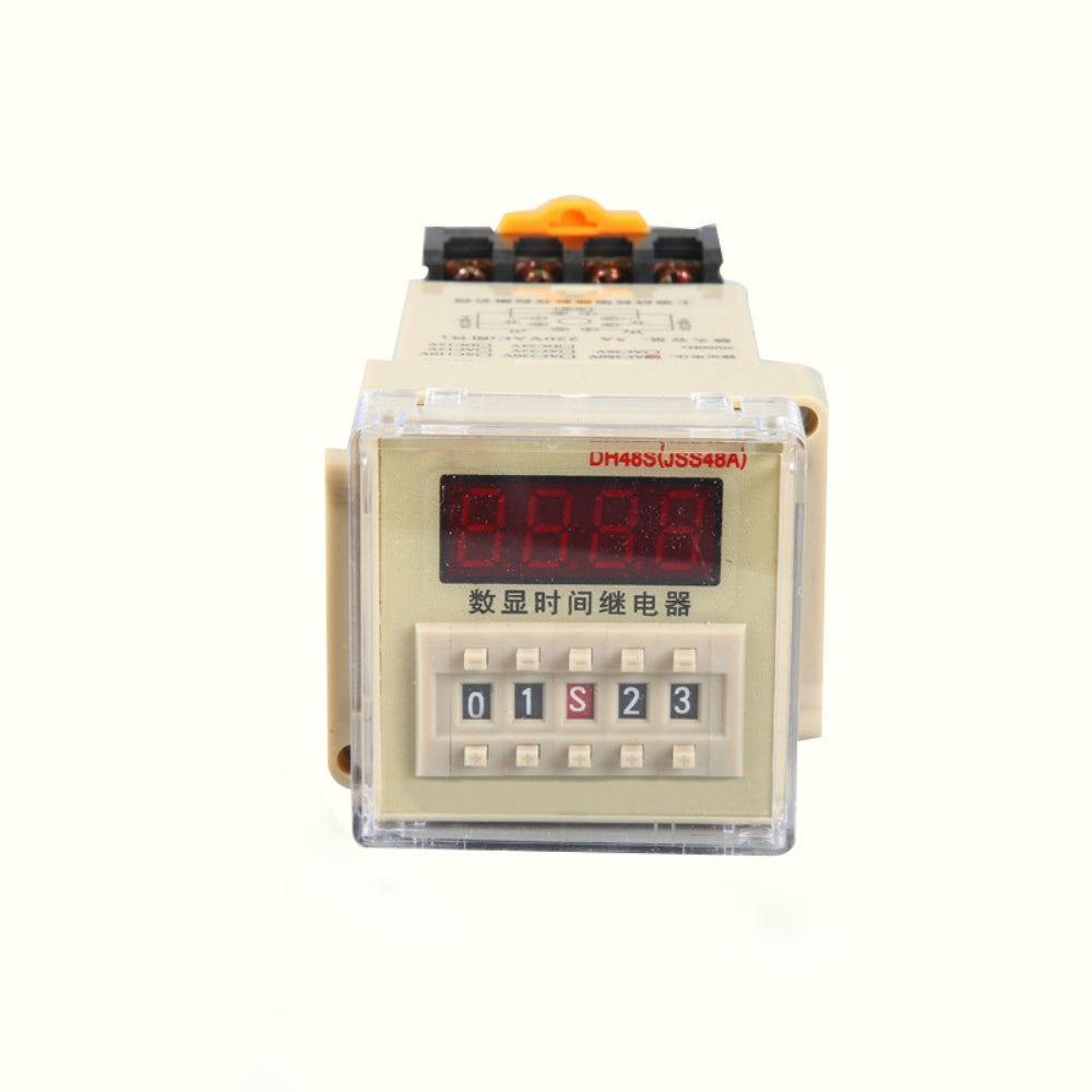 Digital Display Time Relay Square Programmable Delay Timer 110V 220V 380V AC DH48S(JSS48A) 0.1S-99h Cycle Control with Base 2. Microcomputer LCD Digital Display Timer Relay Switch Programmable Digital Timer