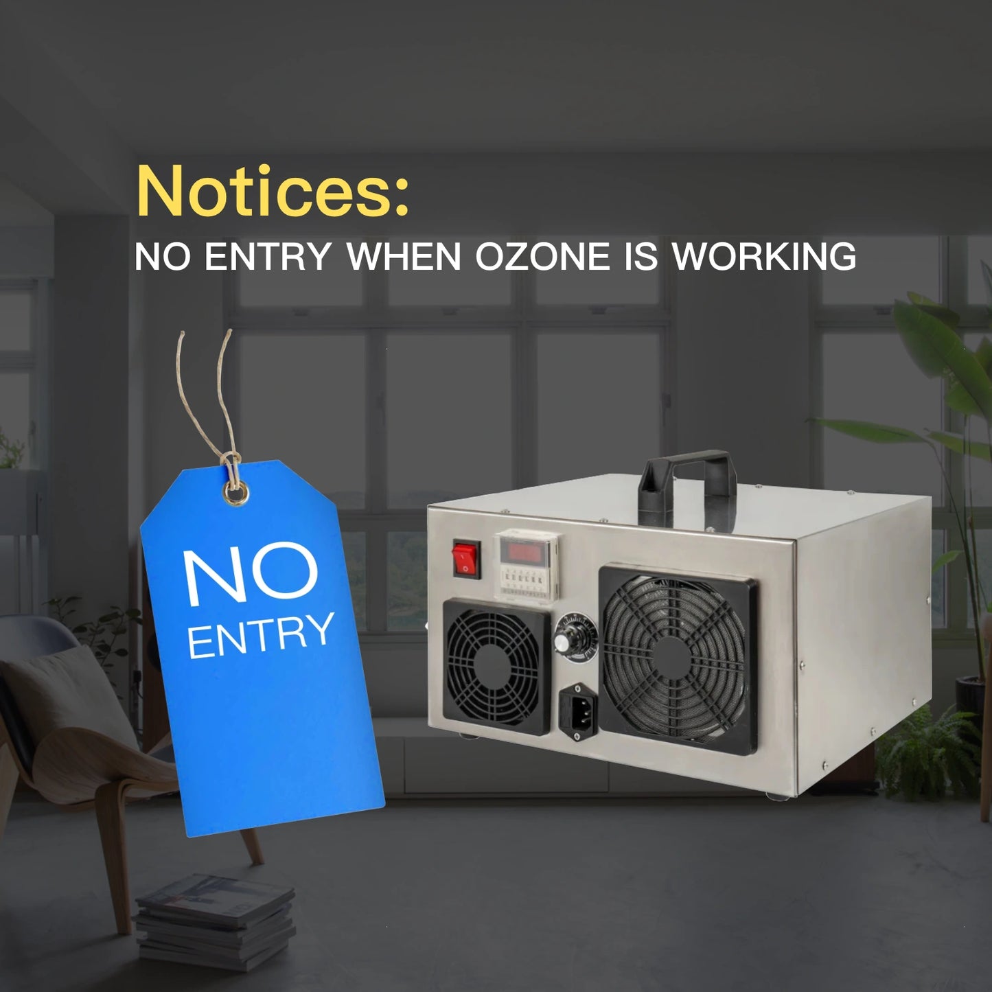 Generador de ozono comercial portátil de 80 g/h para el control de olores en supermercados y hoteles