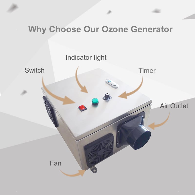 80g/h Wall-Mounted Ozone Generator Machine for Kitchen Duct and Garbage Compactor Odor Control